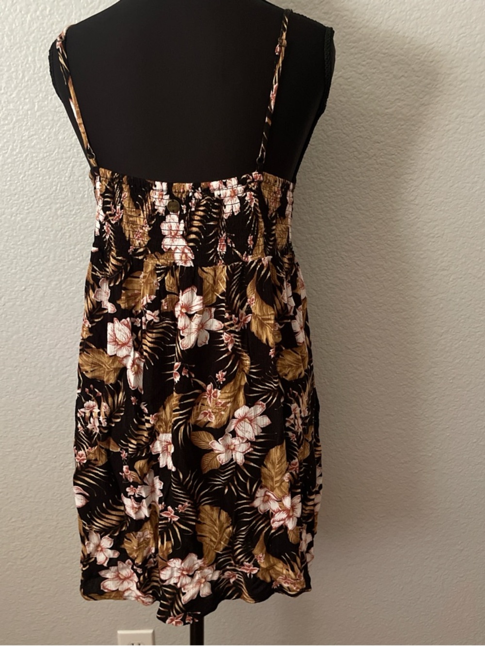 Rip Curl Black and Tan Smocked Waist Dress - Picture 2 of 3